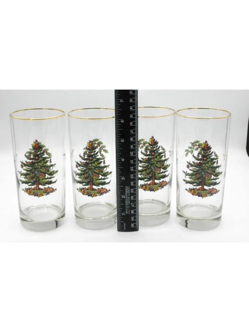 Spode Christmas Tree 15 Ounce High Ball Glasses Set of 4 Pattern Code: SP CHT